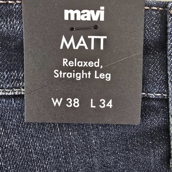 Mavi Jeans Mens 38x34 MATT Relaxed Straight Leg Blue Dark Wash Stretch Denim NWT - Picture 4 of 7